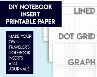 Lined, dot grid, and graph digital paper printables | diy notebooks and inserts | bookbinding | diy journals