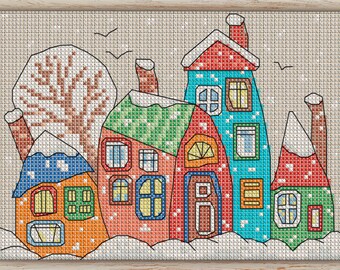 Cross Stitch Pattern Winter Houses
