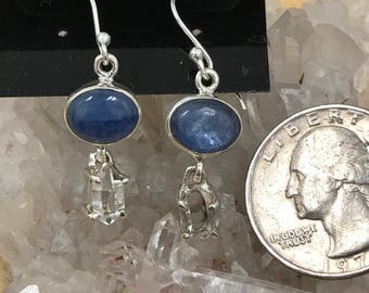 Kyanite and Herkimer Diamond Earrings