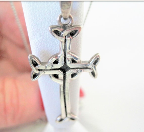 Celtic Sterling Necklace, Artisan Made Cross, Signed 925, 18 Inch Chain