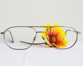 Vintage 1990s Aviators/ All Metal Frames/ New Old stock Glasses/ Metallic Brown Cheap Very Nice/ Vintage Eyewear
