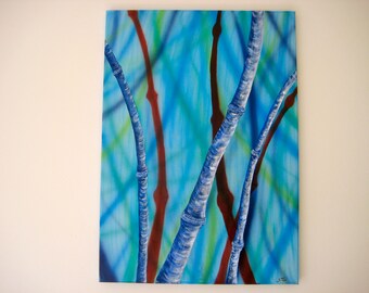 3D acrylic painting "blue bamboo 2"