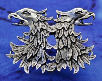 Griffin Cloak Clasp | Eagle Cloak Clasp | Gyrphon Cloak Clasp | Handcrafted Pewter by Treasure Cast | Made in the USA