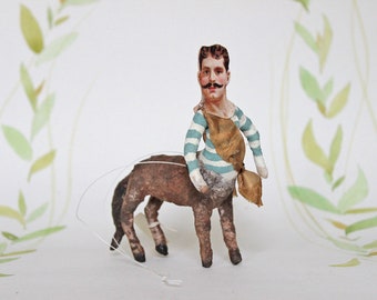 AUFTRAGSARBEIT ++ Zentaur Nostalgischer Christbaumschmuck Wattefigur Ornament Spun Cotton