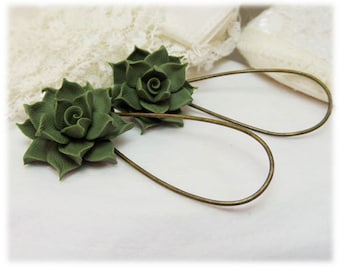Succulent Dangle Earrings - Succulent Drop Earrings