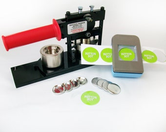 1.25" Tecre Button Making Kit - Button Machine, Button Boy Double Level Hand Held Punch, 1000 Pin Back Button Parts