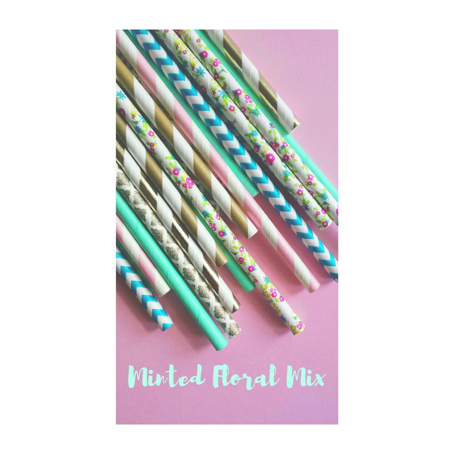 Tea Party Decorations Floral Straws Shabby Chic Straws