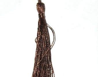 Brown cotton yarn tassel twisted 12 cm x 1.5 cm.