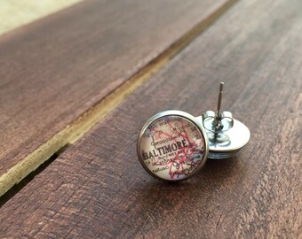 Baltimore Map Stud Earrings