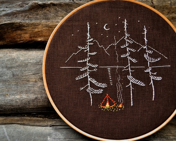 With Camping Embroidery Pattern | Custom Embroidery