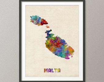 Malta Watercolor Map, Art Print (18)