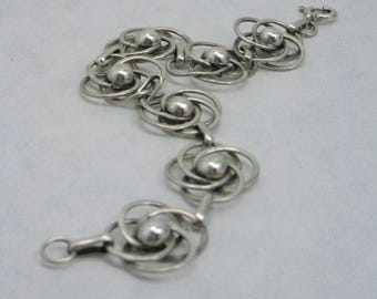 vintage silver bracelet stylized floral motif