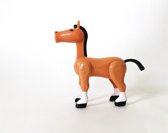 Vintage Fisher Price Little People Brown Horse for Play Family Farm, Castle or Western Town Set