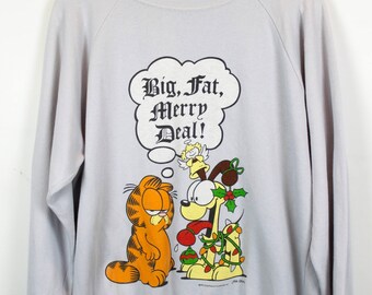 Original Vintage GARFIELD Sweatshirt, 1978 by JIM DAVIS, grey, with print, 70s
