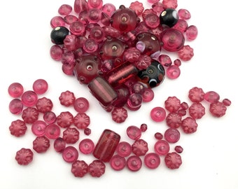 115 glass beads mix pink shades, 8 to 20mm #PV 029