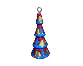 Blue Christmas tree Ornament with bells and bows