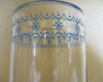 3 Vintage Drinking Glasses with Blue Detail