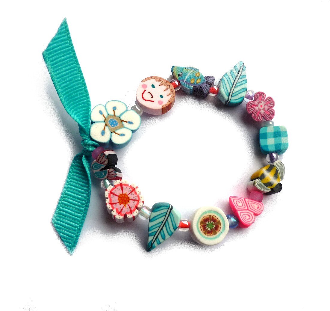 Fairy Blue pink GIRLS Stretch BRACELET flower girl bracelet