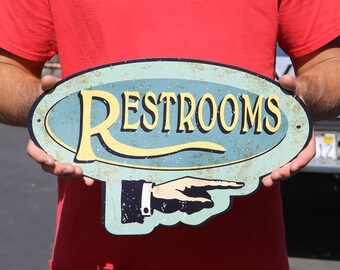 Metal bathroom sign | Etsy