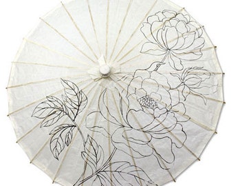 Cream Peony Paper Parasol