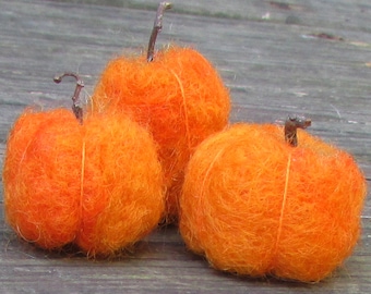 3 Needle Felted Pumpkins
