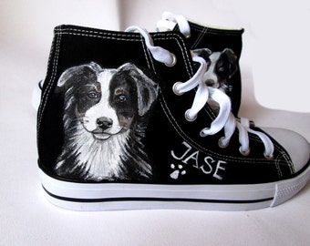 Custom handpainted shoes with YOUR DOG, custom dog sneakers, doggy shoes, dog shoes, personalized shoes, dog portrait, dog painting, pet