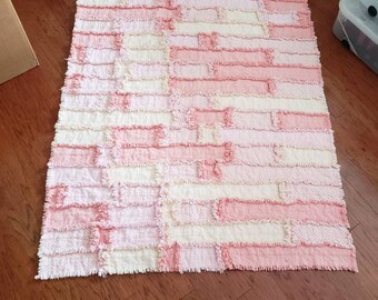 Pink Flannel Rag Blanket - 43x60