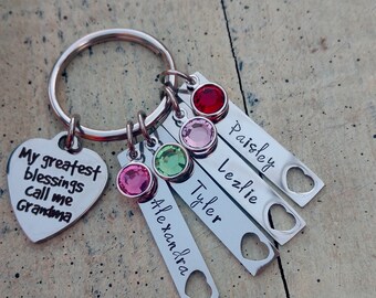Custom Grandma Key chain / hand stamped jewelry / Grandma Keychain / personalized Grandma Keychain / Grandma 1 2 3 4 5 6 name Keychain
