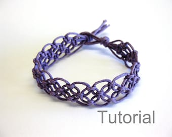Lacy macrame bracelet pattern tutorial pdf purple step by step knot instructions how to jewellery beginner handmade diy jewelry