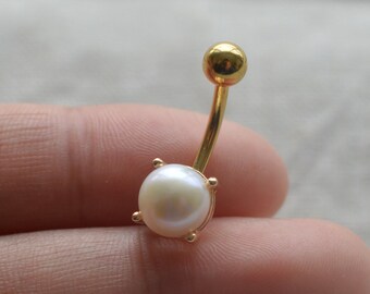 freshwater pearl belly button rings belly ring Rocker belly button jewelry,navel ring,bff gift