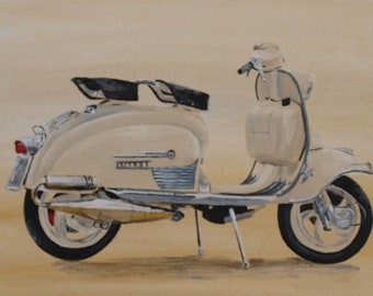 Lambretta - acrylic painting on canvas board