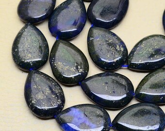 31mm Copper Blue Jasper Teardrop Gemstone Beads Full Strand 31mm Focal Beads