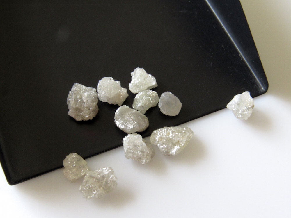 5 Pieces White Raw Diamonds, Flat Rough Diamonds, Uncut Diamonds, Loose ...