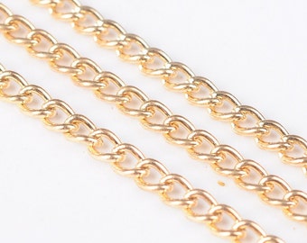 Gold Curb Chain 3mm x 2mm 6 feet (GC-101)