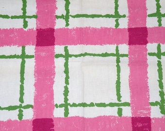 1970 WILD Mod Print Decorator Fabric Pink and Green 35 X 24