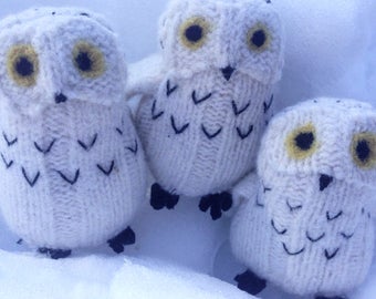Wool Snowy Owl Stuffed Animal, Fiber Art Toy, Soft Sculpture