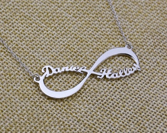 Personalized Infinity Necklace,Custom Infinity Charm,Nameplate Necklace,Two Names Necklace,Christmas Gift N060