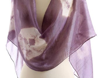 violet silk scarf heather naturally dyed shawl light purple shibori long silk scarf hand dyed Christmas gift eco dyed birthday wedding gift