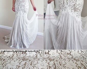 Boho Wedding Dress, Lace Wedding Dress, Flowy Wedding Dress, Champagne Wedding Dress, Keyhole Back Wedding Dress, Rustic Wedding Dress