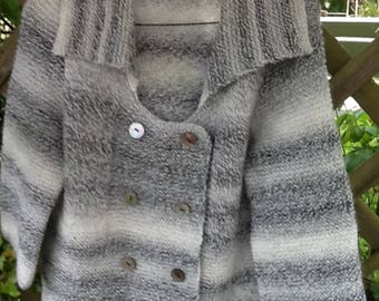 Handknitted grey random yarn boxy jacket