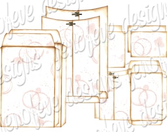 6x9 Printable Envelope Album Watermark & Plain Templates