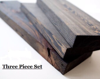 Solid Reclaimed Wood Shelves Set - Free Shipping - three reclaimed wood shelves included - Industrial Wood Shelving Set