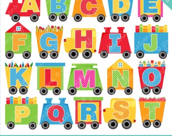 Girly Alphabet Train N-Z Cute Digital Clipart for Commercial