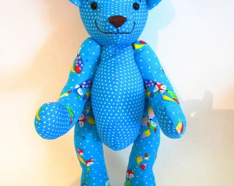 Teddy bear with fox fabric handmade nursery decoration baby shower gift birthday