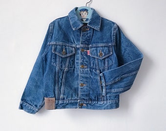 Childs denim jacket / childrens vintage blue denim / boys girls 1990s / Young Team Vintage childrens clothes Age 9 years - age 10 years