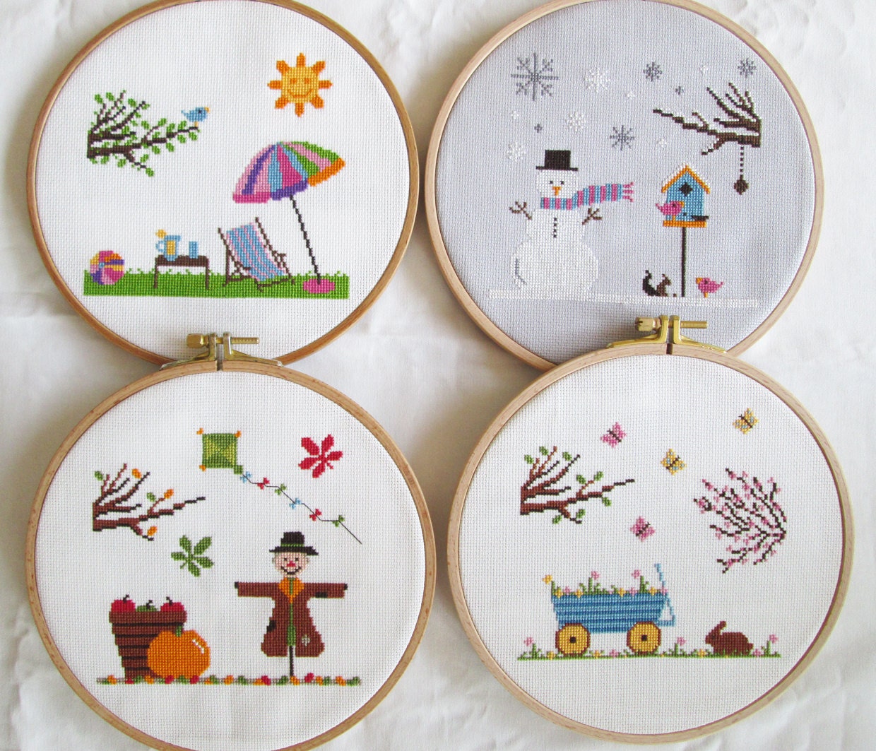 Four Seasons Cross Stitch Pattern Setspring summer autumn