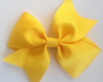 3.5 inch Yellow Grosgrain Boutique Hair Bow Clip