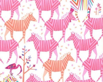 By The HALF YARD - Origami Oasis by Kate Tamara for Michael Miller, Pattern #DC6398 Show Your Colors in Candy, Zebra is 3”