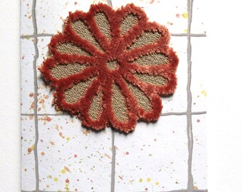 fuzzy orange flower card