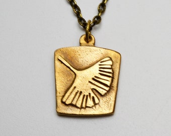 Bronze Clay Ginkgo Leaf Pendant Necklace